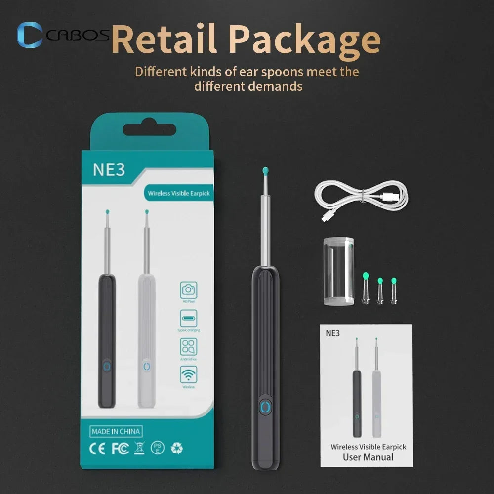 Smart Visual Ear Cleaner HD Ear Sticks Otoscope USB C Charging Endoscope Wax Removal Tool Earpick Mini Camera HD Earpick Gifts