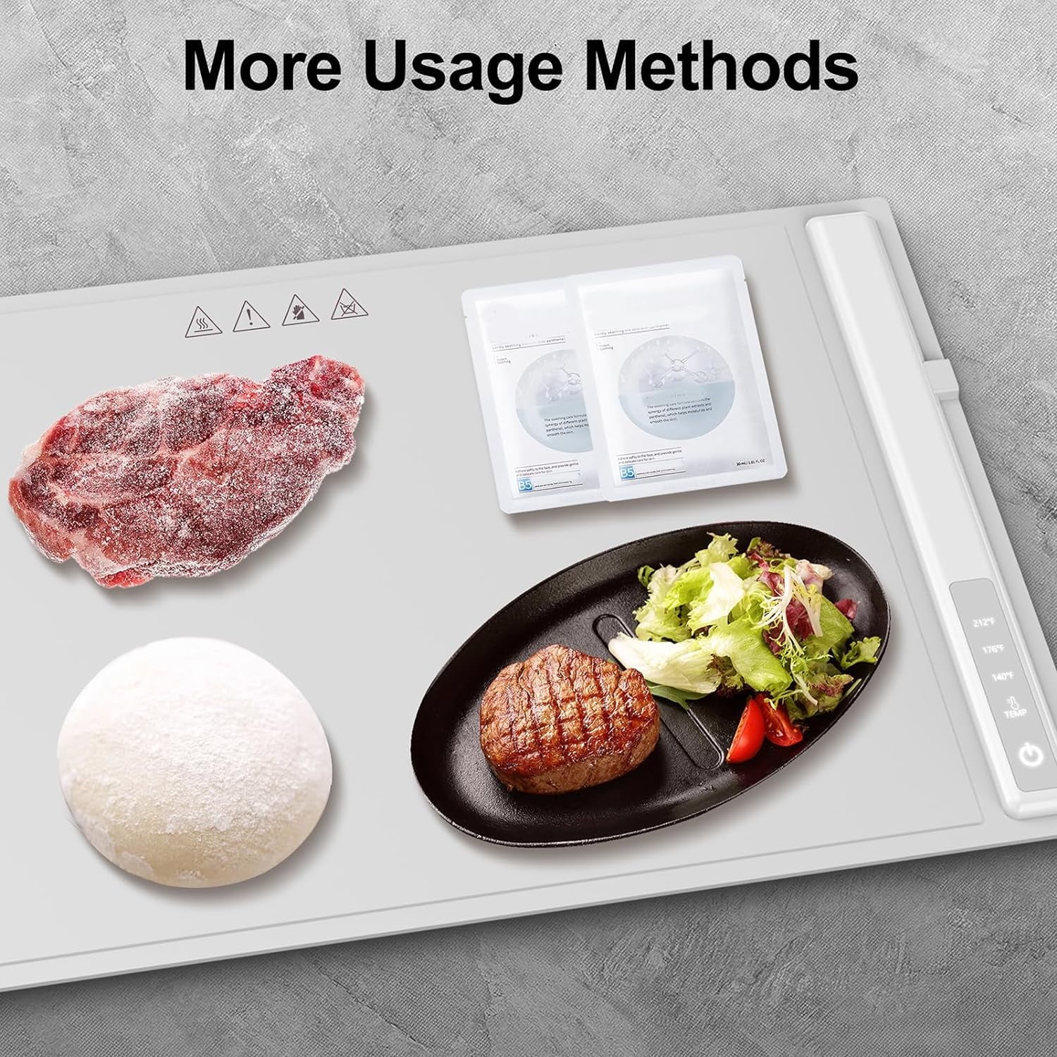 Silicone Food Warming Tray -Adjustable Temps 10S Heating,Portable Food Warmer for Dinner Parties, Buffet, Travel