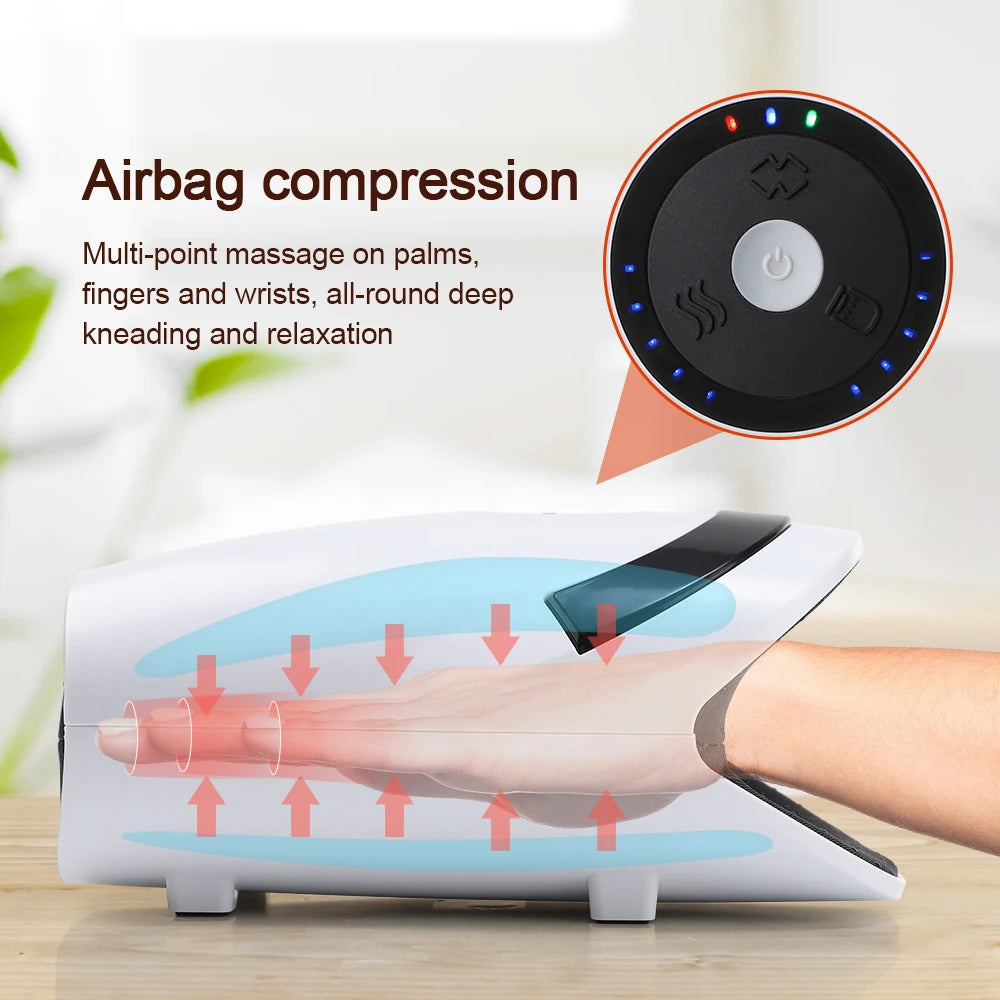 Cordless Hand Massager Machine for Wrist Arthritis Vibartion Heat and Pressure Acupoint Physiotherapy Palms Hand Shiatsu