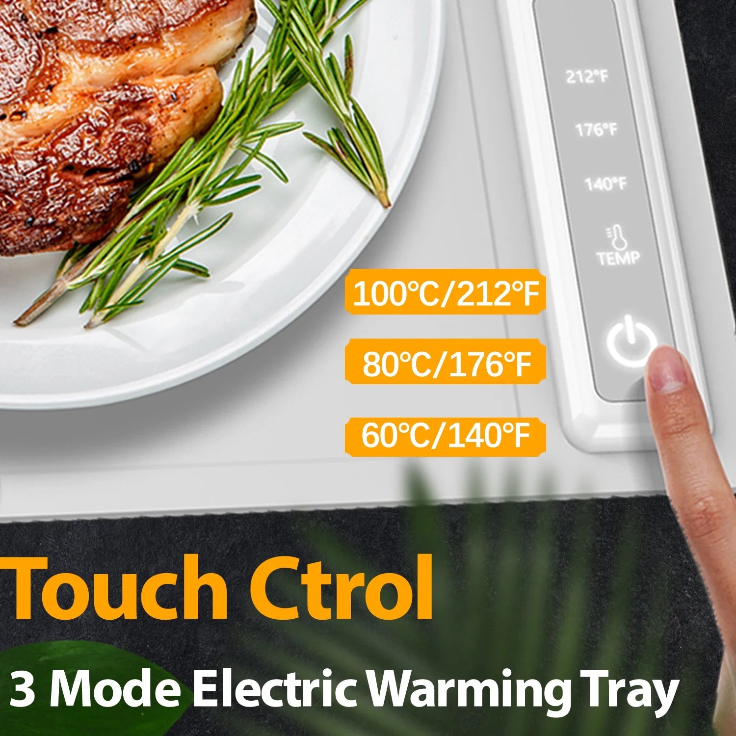 Silicone Food Warming Tray -Adjustable Temps 10S Heating,Portable Food Warmer for Dinner Parties, Buffet, Travel