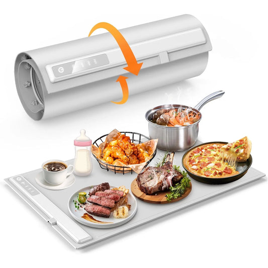 Silicone Food Warming Tray -Adjustable Temps 10S Heating,Portable Food Warmer for Dinner Parties, Buffet, Travel