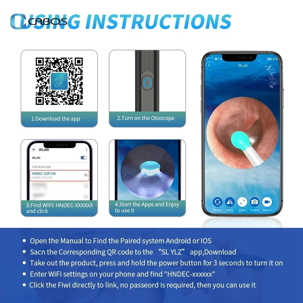 Smart Visual Ear Cleaner HD Ear Sticks Otoscope USB C Charging Endoscope Wax Removal Tool Earpick Mini Camera HD Earpick Gifts