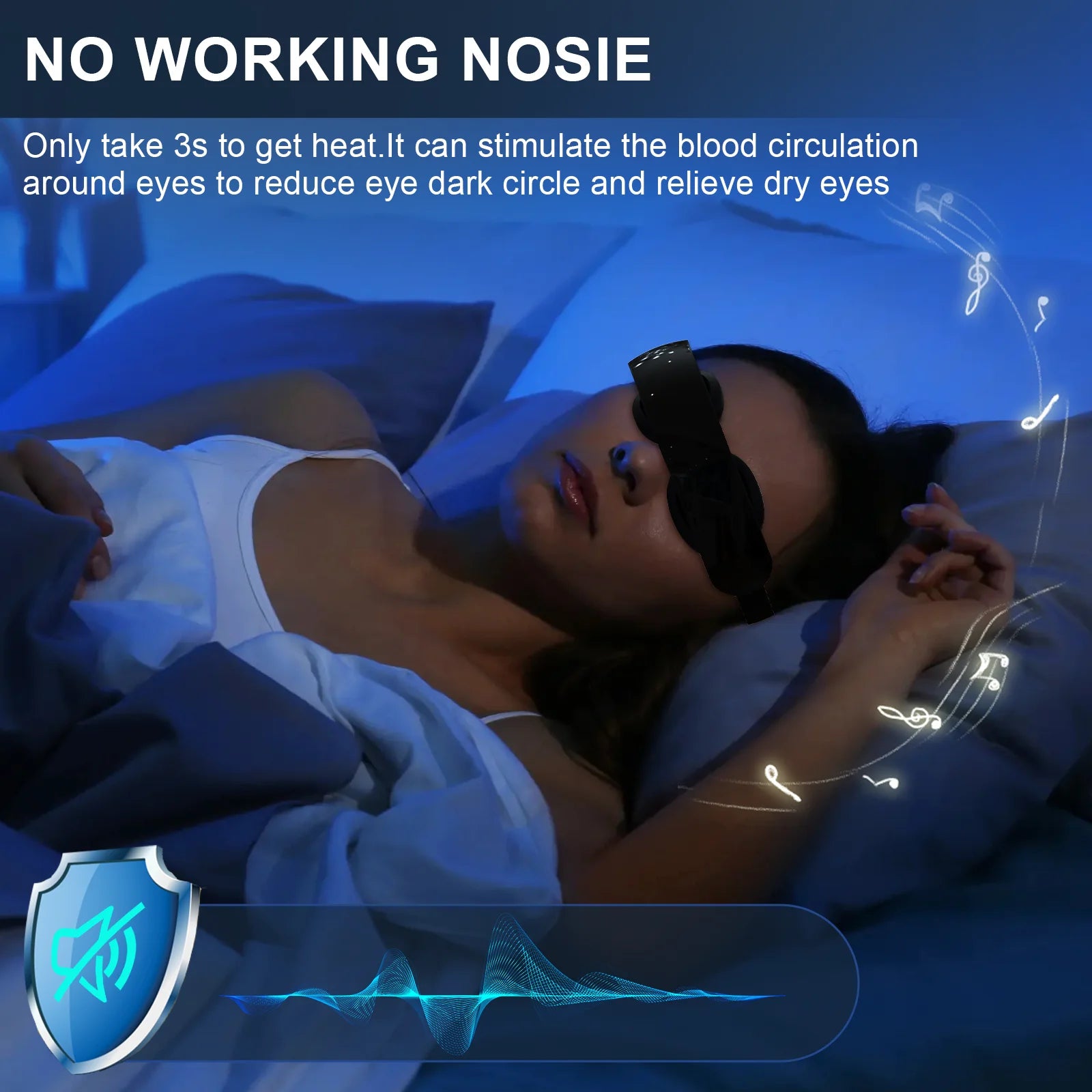Wireless Eye Massager Instant Hot Cold Compress Eye Massager for Tired Eyes Dark Circles Remove Heating Music Relieves Fatigue