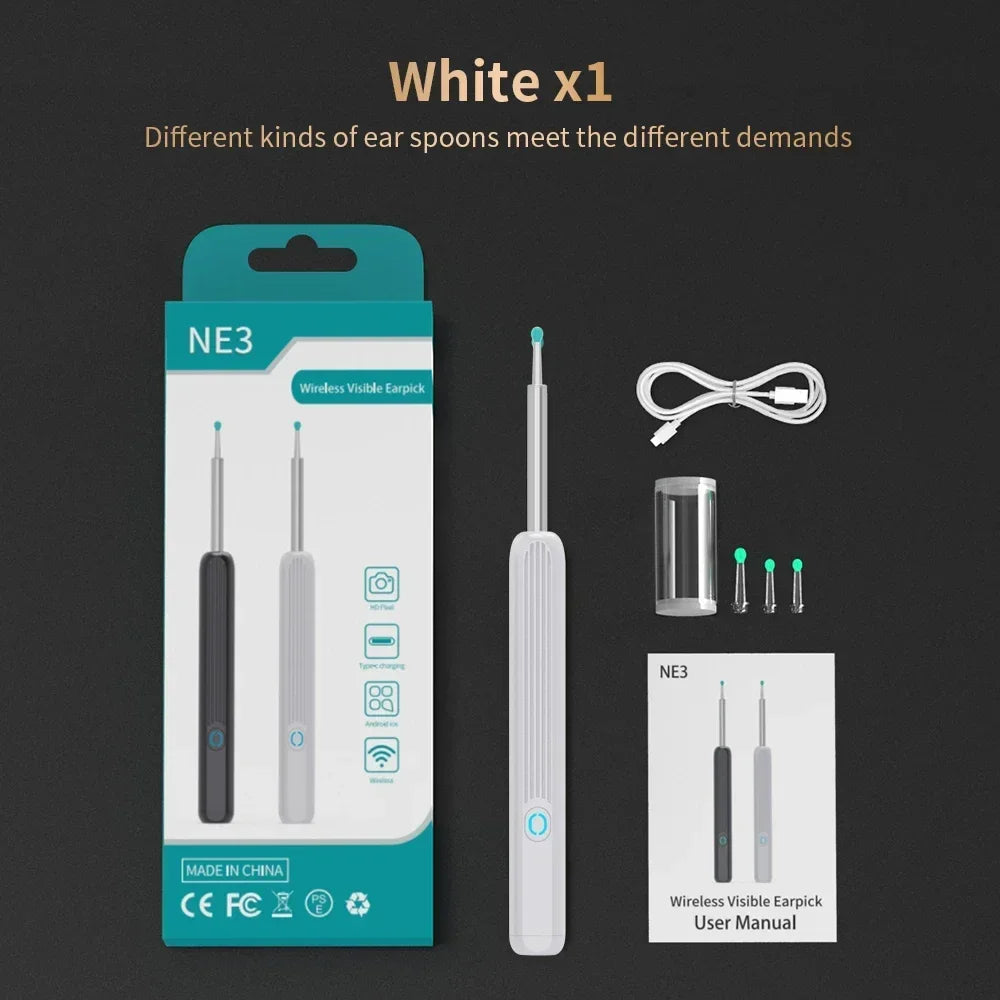 Smart Visual Ear Cleaner HD Ear Sticks Otoscope USB C Charging Endoscope Wax Removal Tool Earpick Mini Camera HD Earpick Gifts