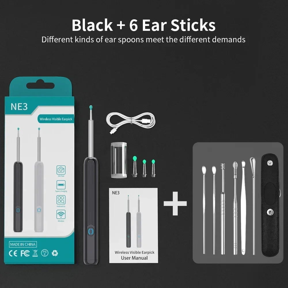 Smart Visual Ear Cleaner HD Ear Sticks Otoscope USB C Charging Endoscope Wax Removal Tool Earpick Mini Camera HD Earpick Gifts